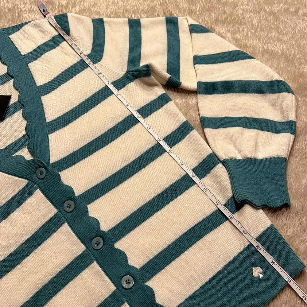 KATE SPADE Striped Scalloped Cardigan - Picture 15 of 16